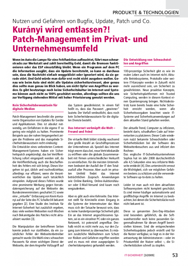 245-Kurányi-wird-entlassen-–-Patch-Management-im-Privat-und-Unternehmensumfeld-–-Nutzen-und-Gefahren-von-Bugfix-Update-Patch-und-Co.-Prof.-Norbert-Pohlmann