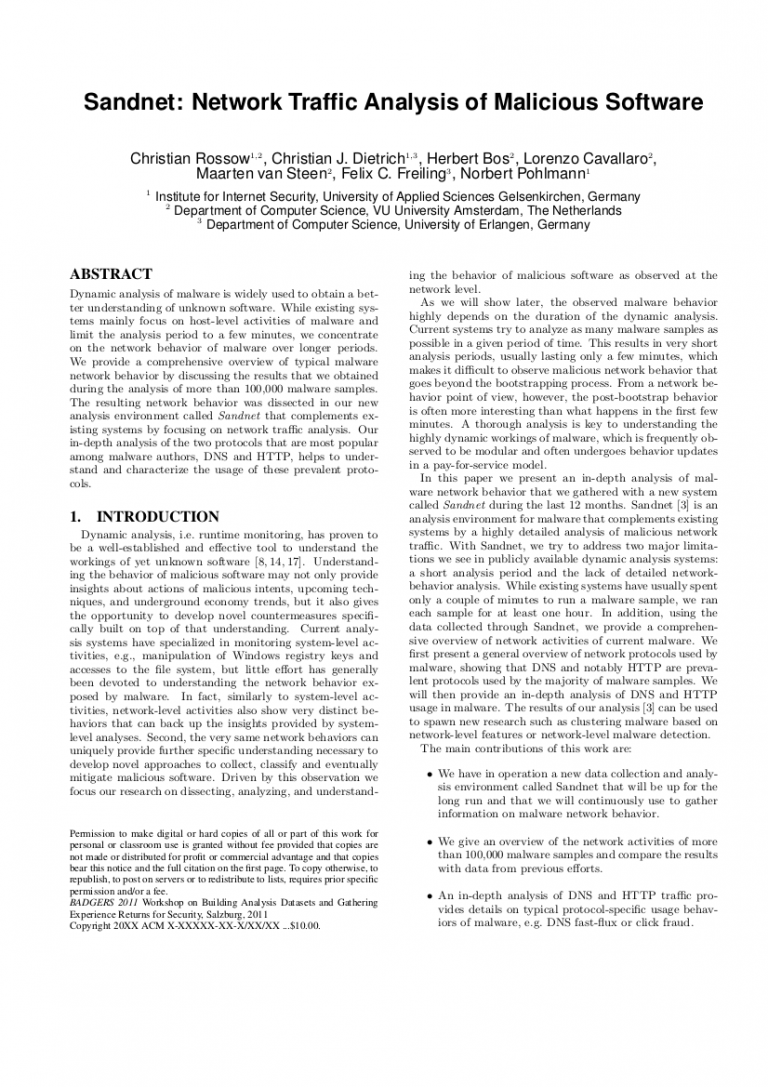 272-Sandnet-Network-Traffic-Analysis-of-Malicious-Software-Prof.-Norbert-Pohlmann