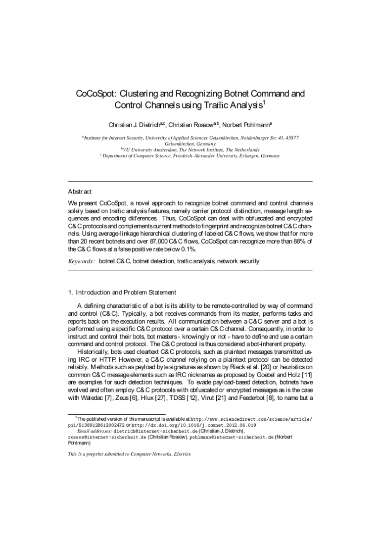 294-CoCoSpot-Clustering-and-Recognizing-Botnet-Command-and-Control-Channels-using-Traffic-Analysis-Prof-Norbert-Pohlmann