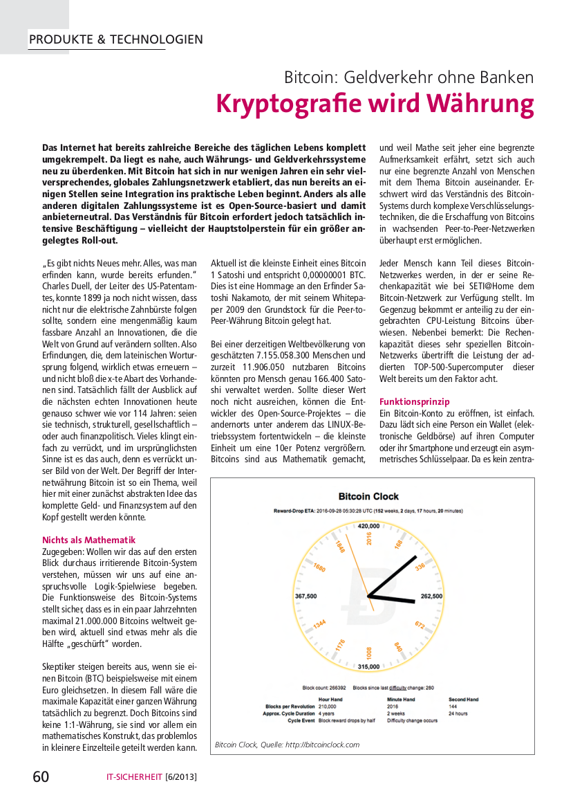 Kryptografie wird Währung – Bitcoin: Geldverkehr ohne Banken