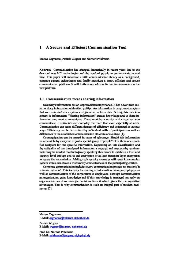 Artikel A Secure and Efficien Communication Tool Prof. Norbert Pohlmann