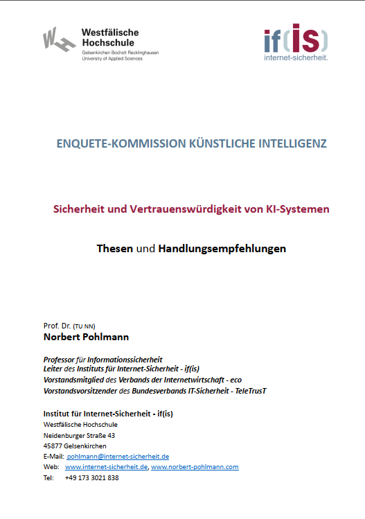 Enquete-Kommission KI - Datensicherheit - Prof. Norbert Pohlmann