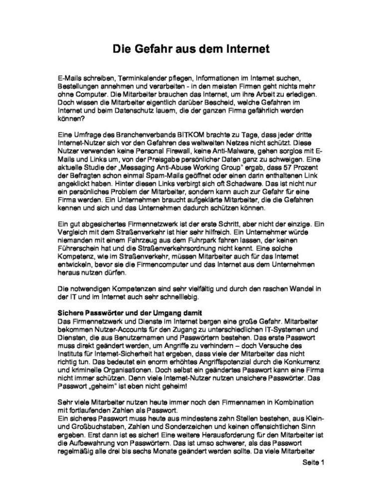 Artikel - Die Gefahr aus dem Internet - Prof. Norbert Pohlmann