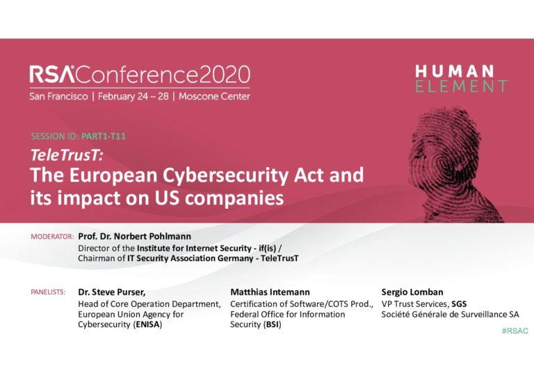 The European Cybersecurity Act - Themen: Cybersecurity Act, ... - Prof. Norbert Pohlmann