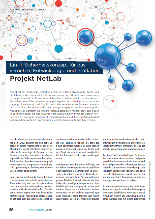 Artikel - Projekt NetLab - Ein IT-Sicherheitskonzept für das vernetzte Entwicklungs- und Prüflabor - Prof. Norbert Pohlmann