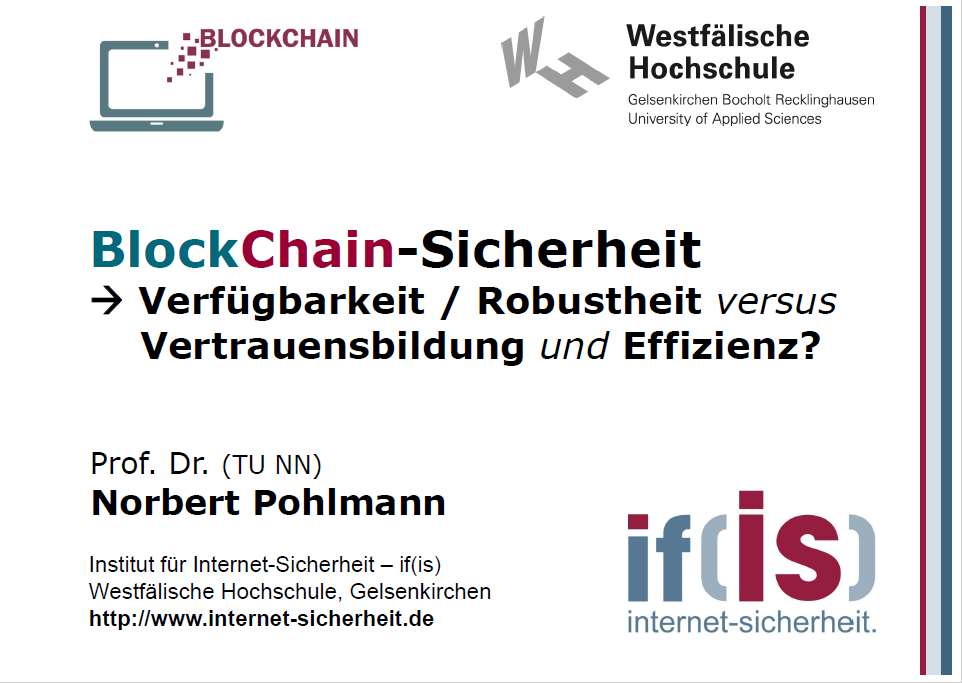 Vortrag - BlockChain-Sicherheit - Verfügbarkeit - Prof. Norbert Pohlmann