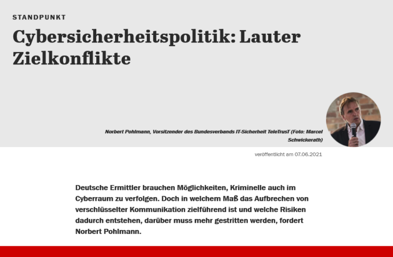 Cybersicherheitspolitik Lauter Zielkonflikte - Prof. Norbert Pohlmann