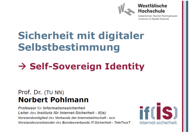 392 - Sicherheit mit digitaler Selbstbestimmung - Self-Sovereign Identity (SSI) - Prof Norbert Pohlmann