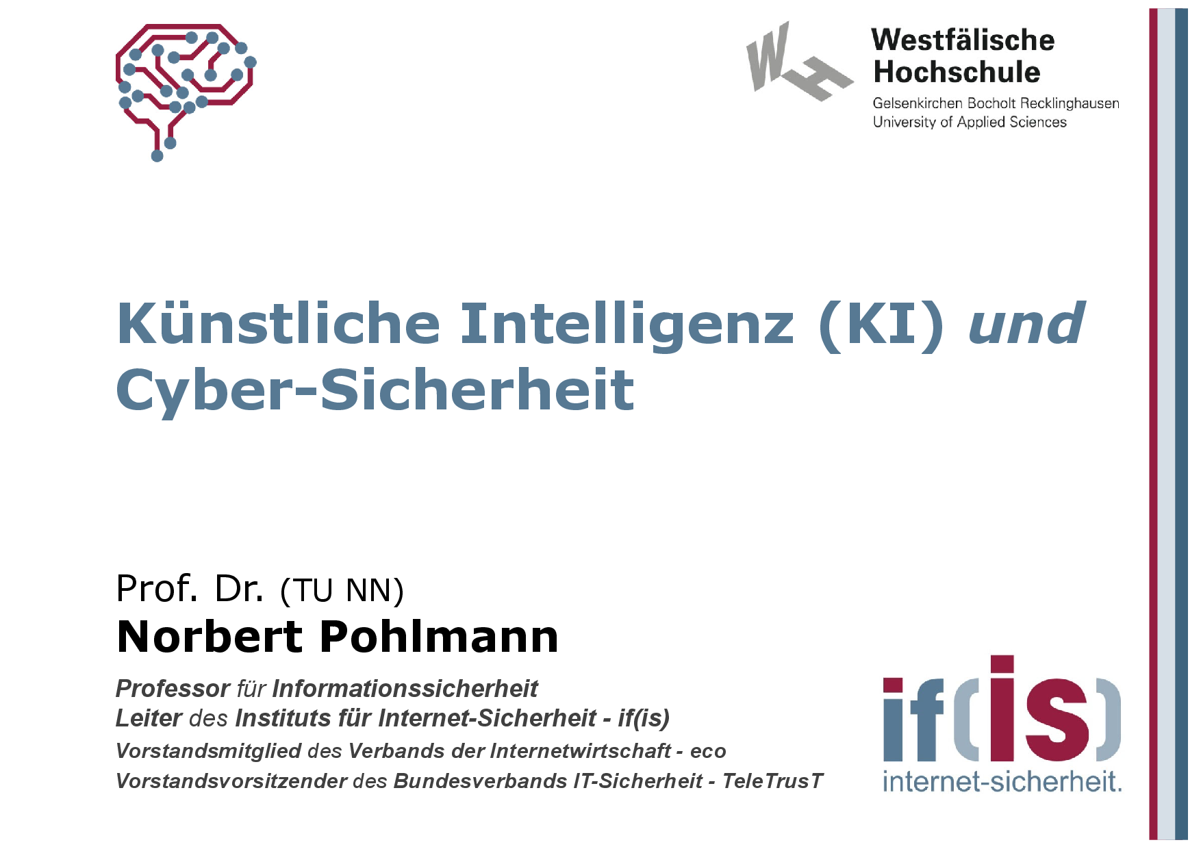 395 - Künstliche Intelligenz (KI) und Cyber-Sicherheit - Prof Norbert Pohlmann