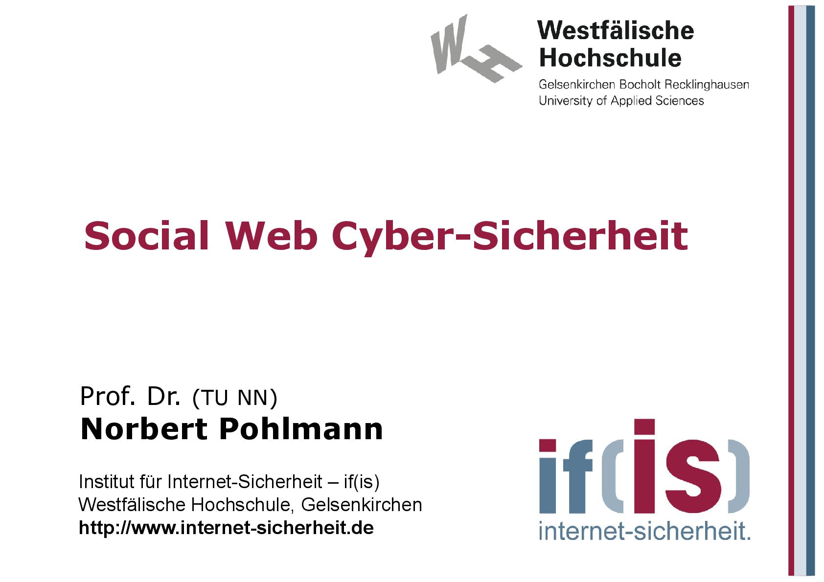 Social Web Cyber-Sicherheit aus Vorlesungsreihe Cyber-Sicherheit