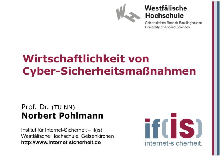 Wirtschaftlichkeit von Cyber-Sicherheitsmaßnahmen aus Vorlesungsreihe Cyber-Sicherheit