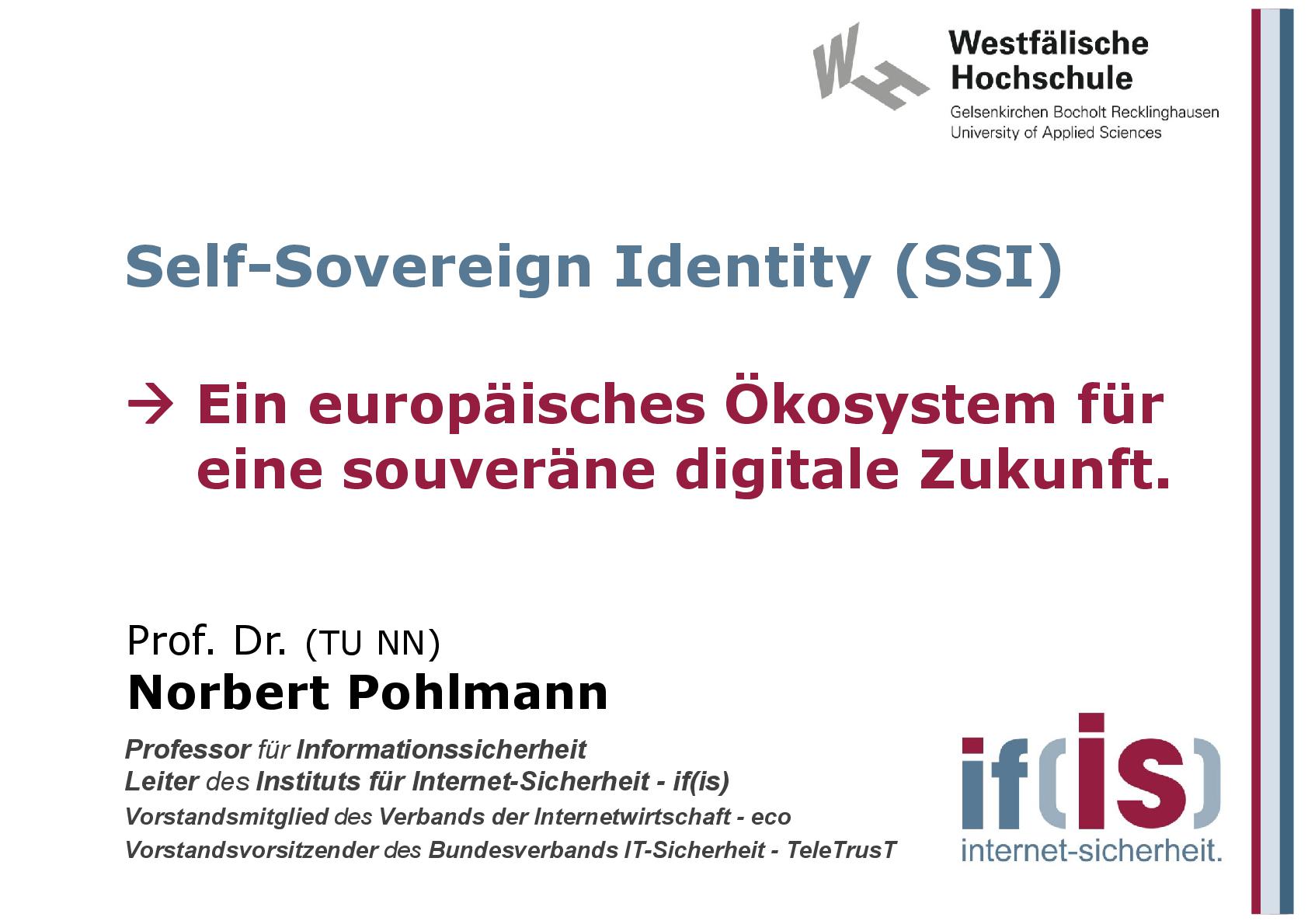 Self-Sovereign Identity (SSI) aus Vorlesungsreihe Cyber-Sicherheit