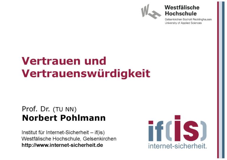 Vertrauen und Vertrauenswürdigkeit aus Vorlesungsreihe Cyber-Sicherheit