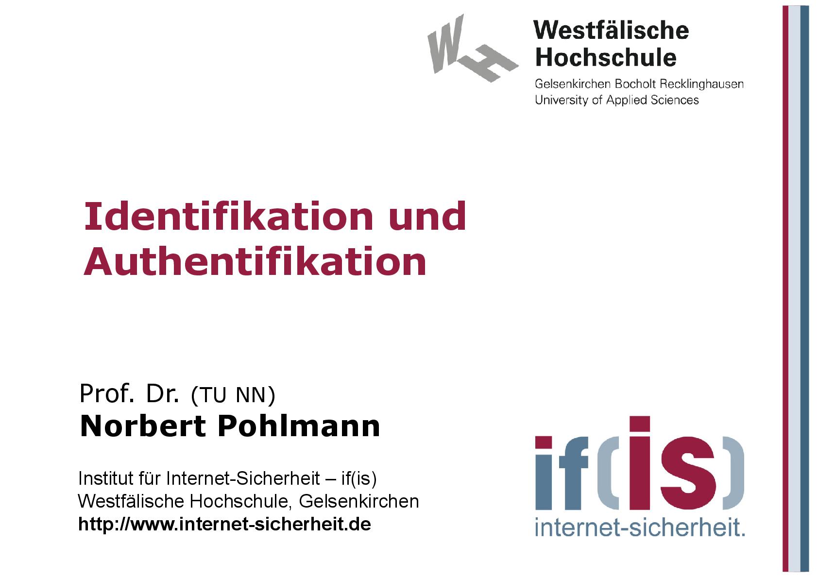 Identifikation und Authentifikation aus Vorlesungsreihe Cyber-Sicherheit