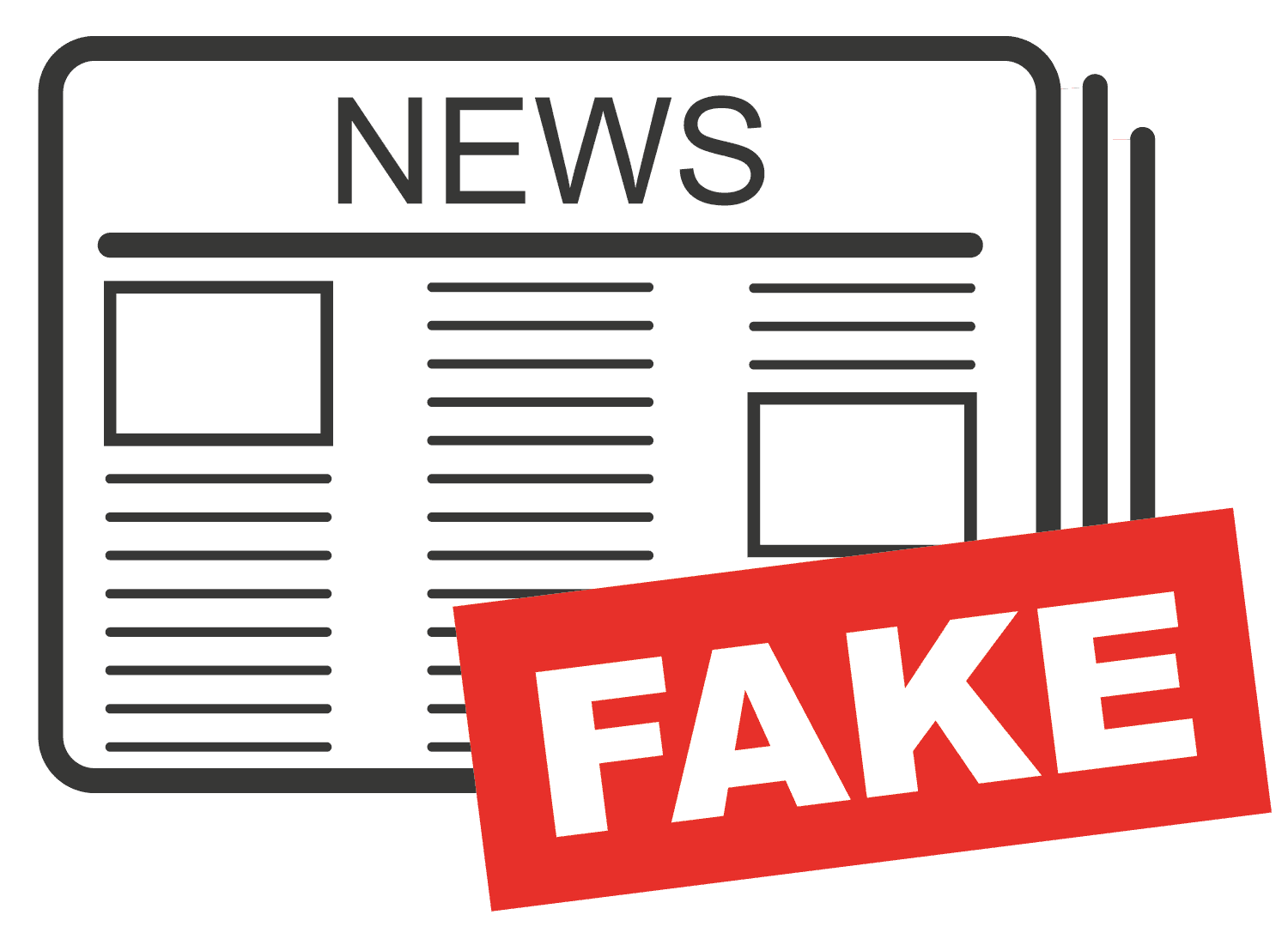 Fake-News dargestellt als Zeitschrifft mit Kennzeichen