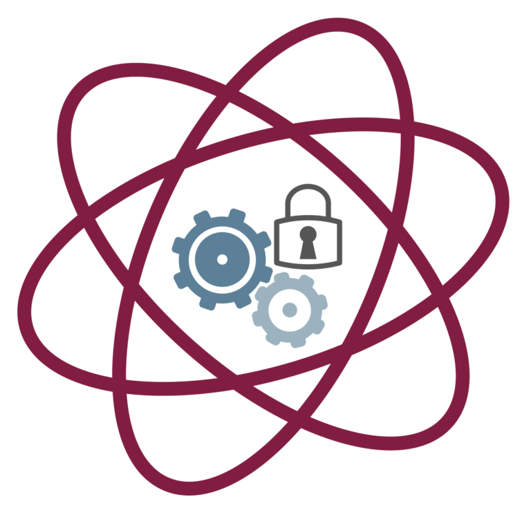 Quantensichere Algorithmen / Post-Quanten-Kryptographie als Atomsymbol