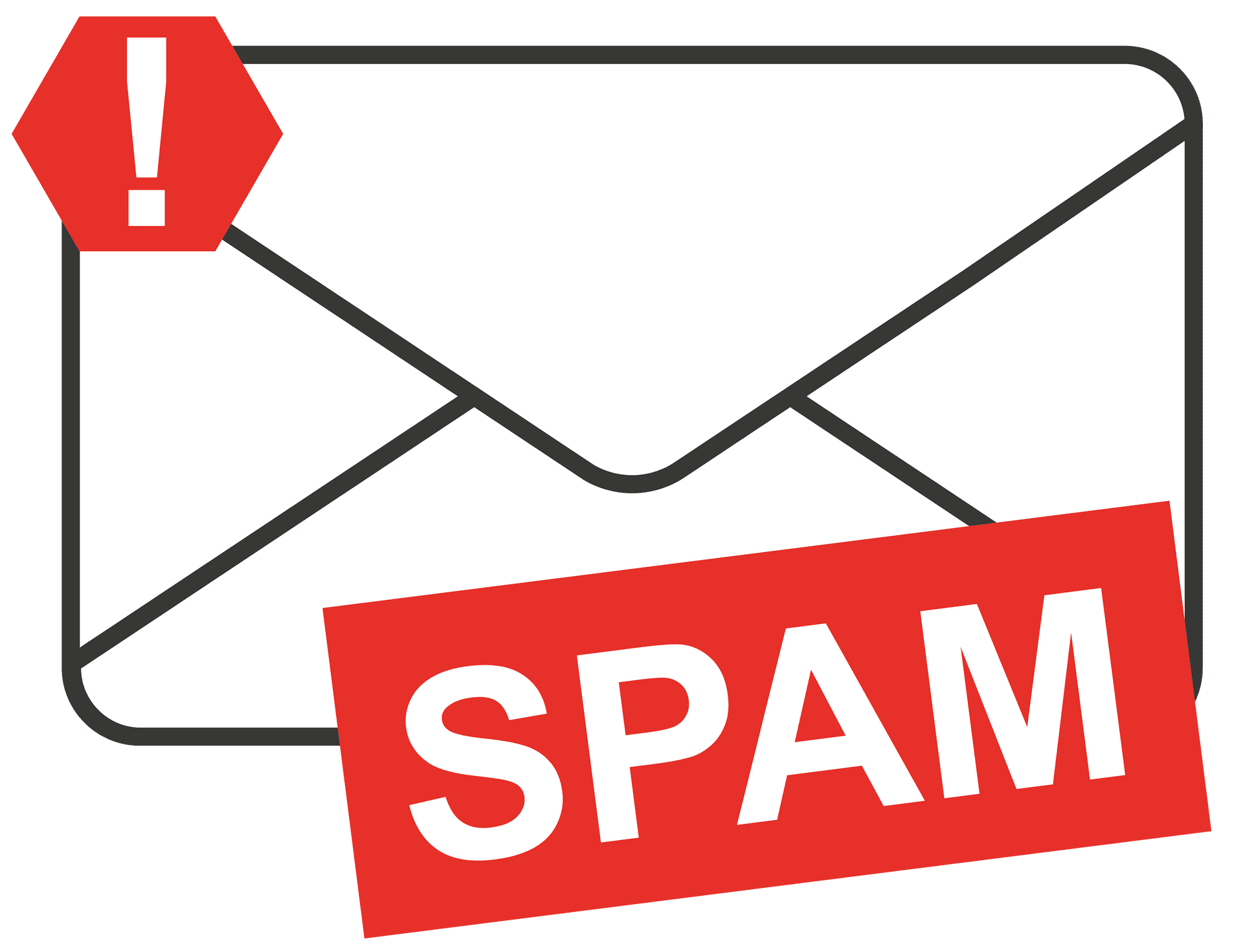 Spam / Spam-Mails dargestellt als Brief mit Kennzeichen