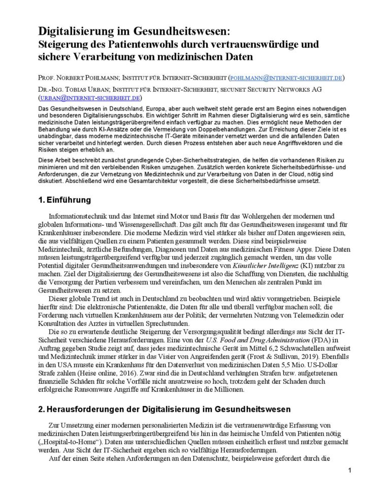 Cybersicherheit auf Plattformen - Steigerung des Patientenwohls