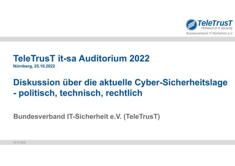 Diskussion über die aktuelle Cyber-Sicherheitslage - politisch, technisch, rechtlich