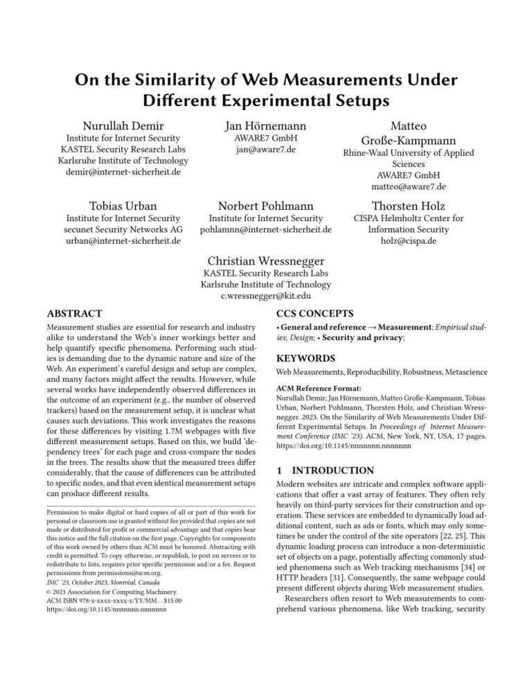Web Measurements