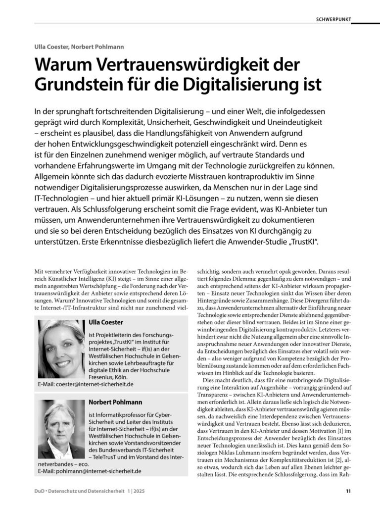 Warum Vertrauenswürdigkeit der Grundstein für die Digitalisierung ist