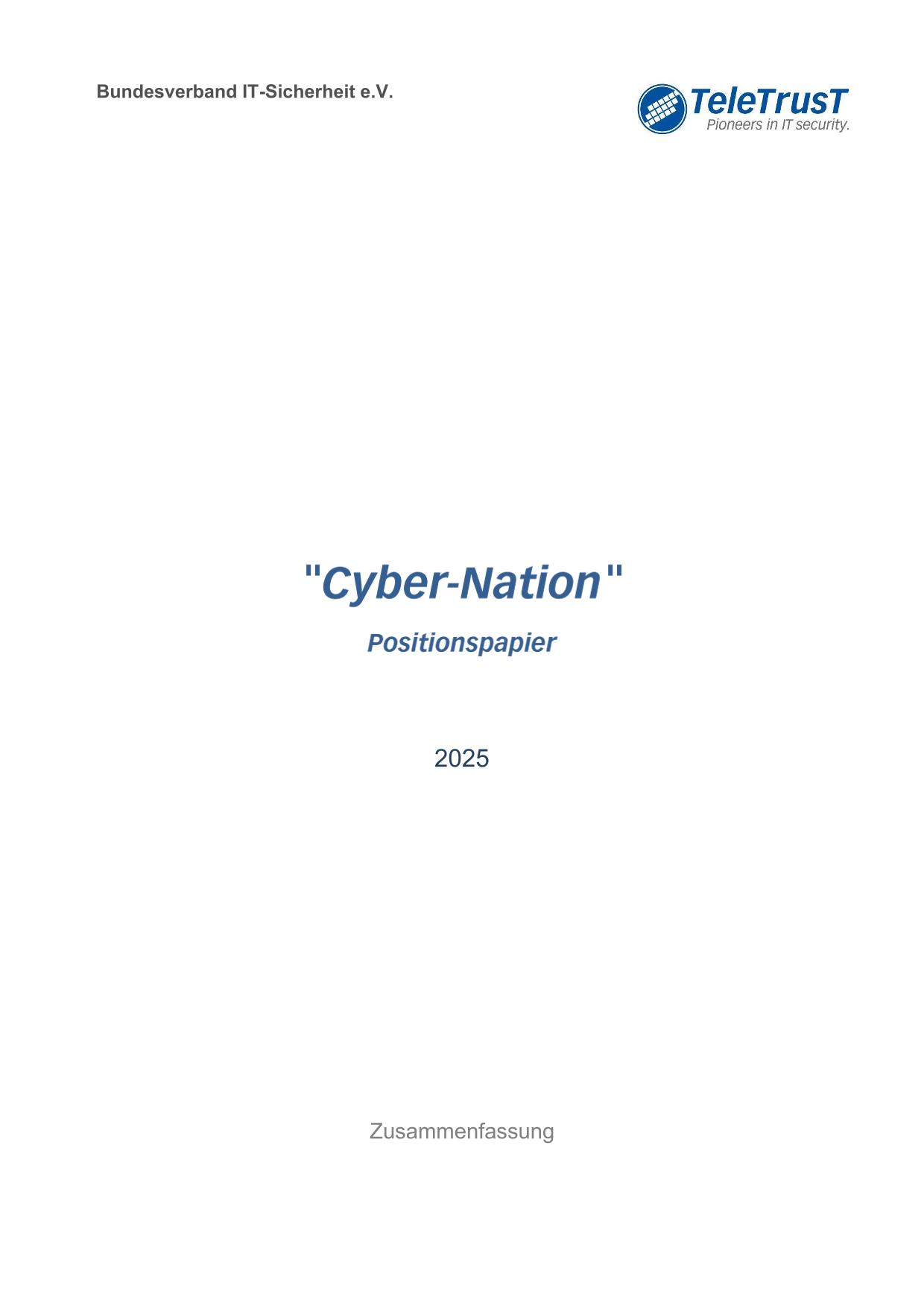 TeleTrusT-Positionspapier Cyber-Nation