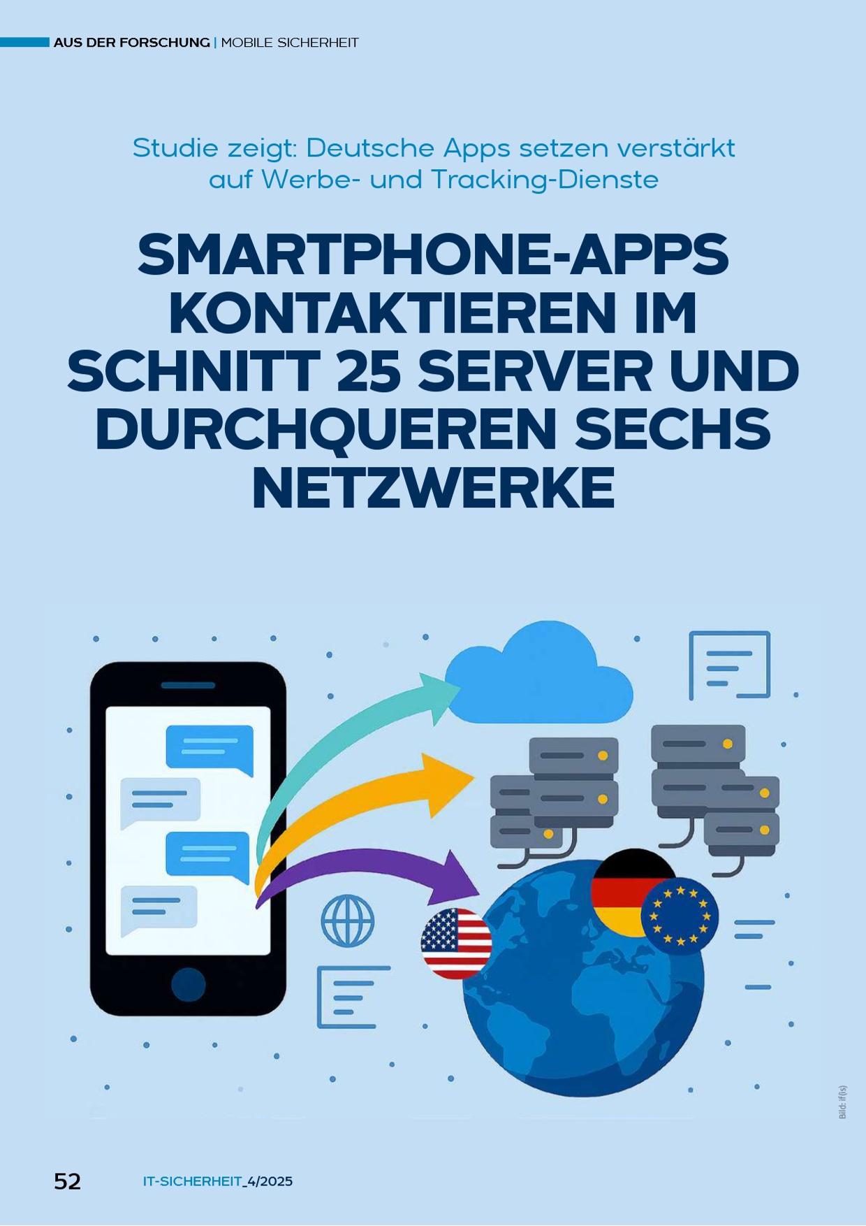Smartphone-Apps kontaktieren im Schnitt 25 Server und durchqueren sechs Netzwerke - Studie zeigt - Deutsche Apps setzen verstärkt auf Werbe- und Tracking-Dienste