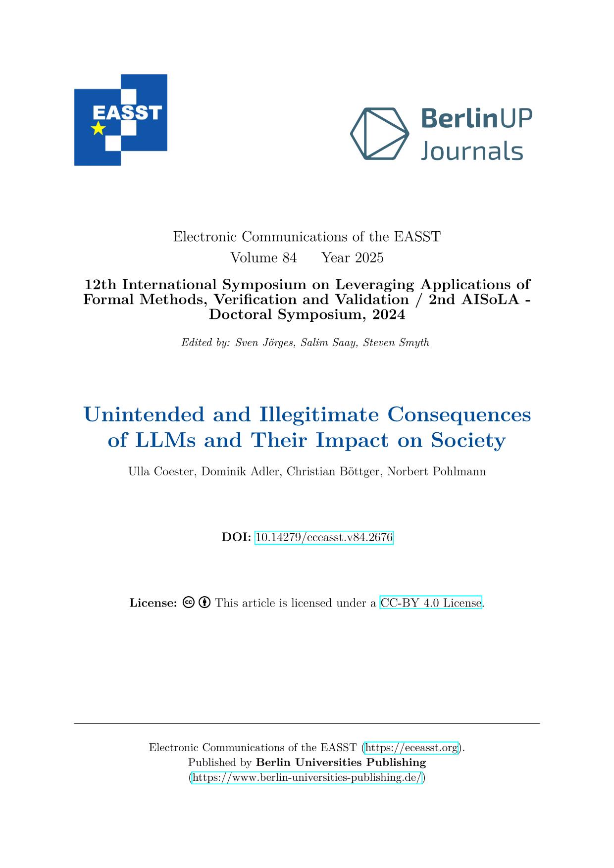 Unintended and Illegitimate Consequences of LLMs and Their Impact on Society