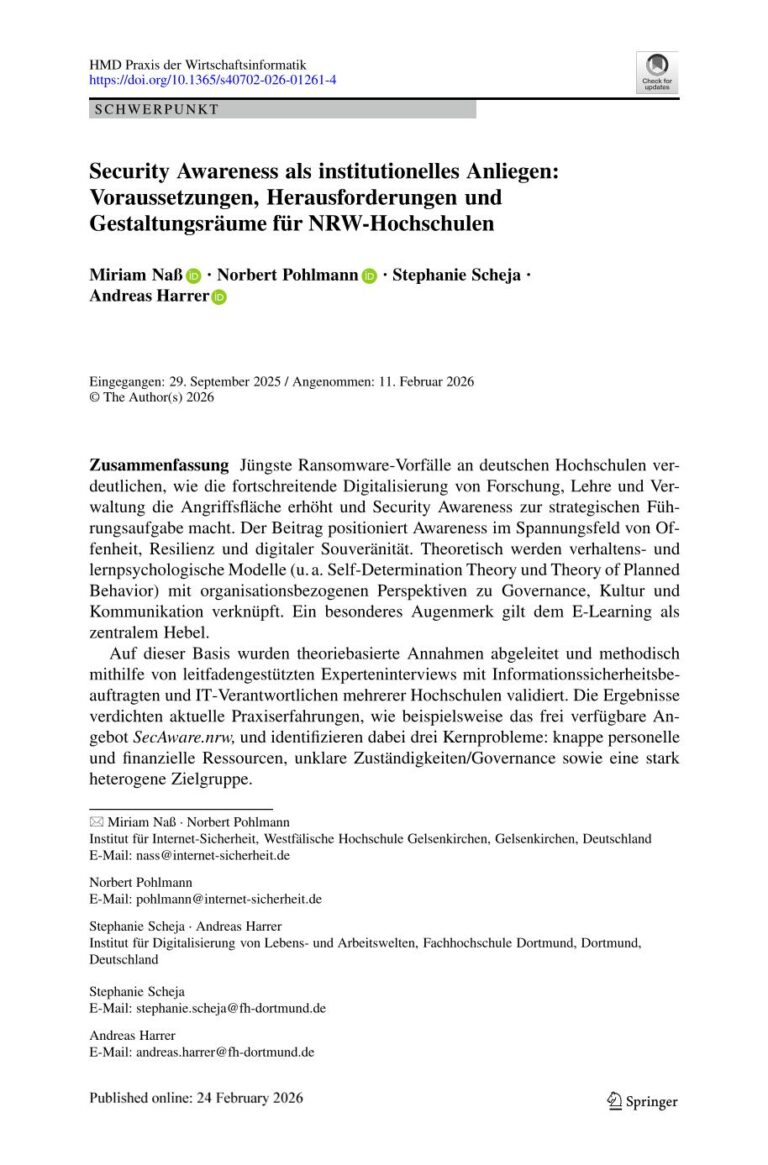 Security Awareness als institutionelles Anliegen